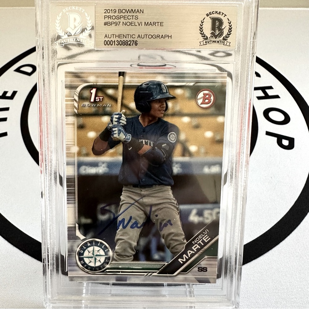 2019 Bowman 1st Prospects Noelvi Marte Auto On Card Becket Authentic Cert